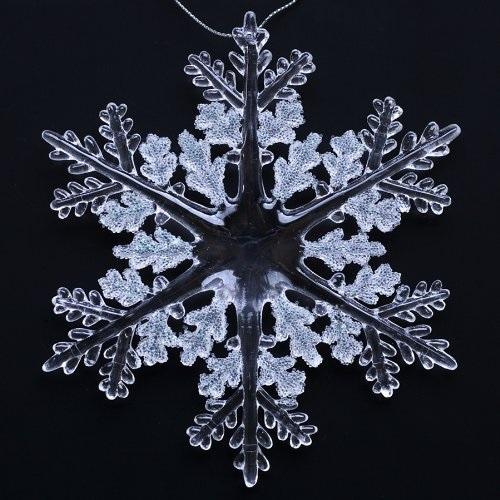 Ornaments shaped like clear snowflakes.