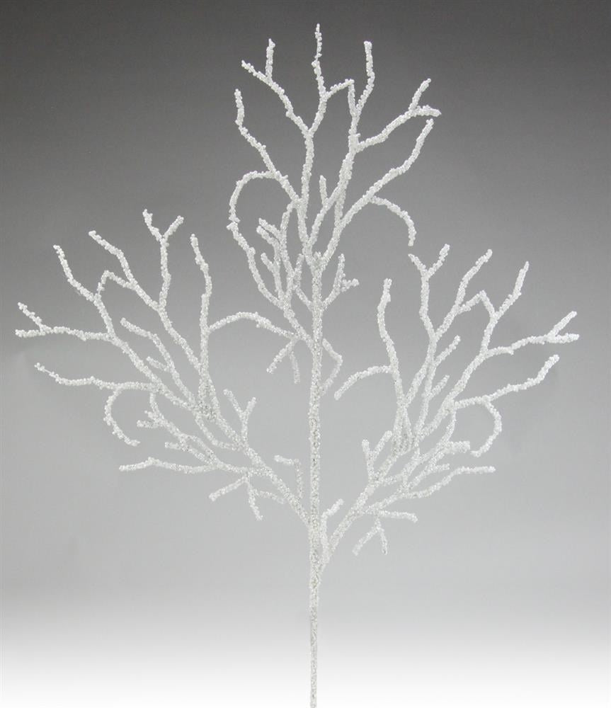 29" White Beaded Glitter Spray