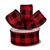 10 Yards of Fuzzy Red/Black Buffalo Check Plaid Ribbon Garland