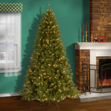 Artificial tree pre-lit with clear lights.