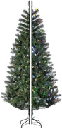 Christmas tree decorated with dual lights. Lights change from multi-colored to clear.