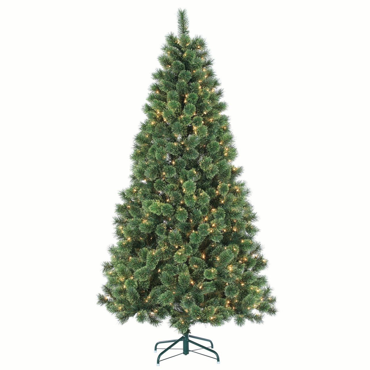 Pre-lit artificial tree. Lights are clear.
