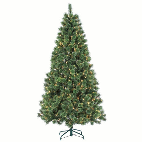 Pre-lit artificial tree. Lights are clear.