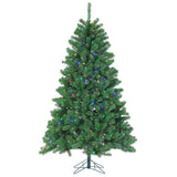 Pre-lit artificial tree. Lights are multi-colored.