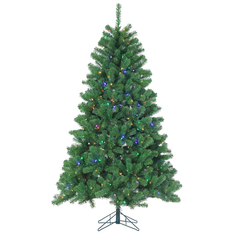 Pre-lit artificial tree. Lights are multi-colored.