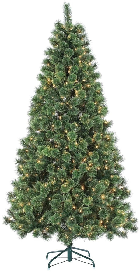 Pre-lit artificial tree. Lights are clear.