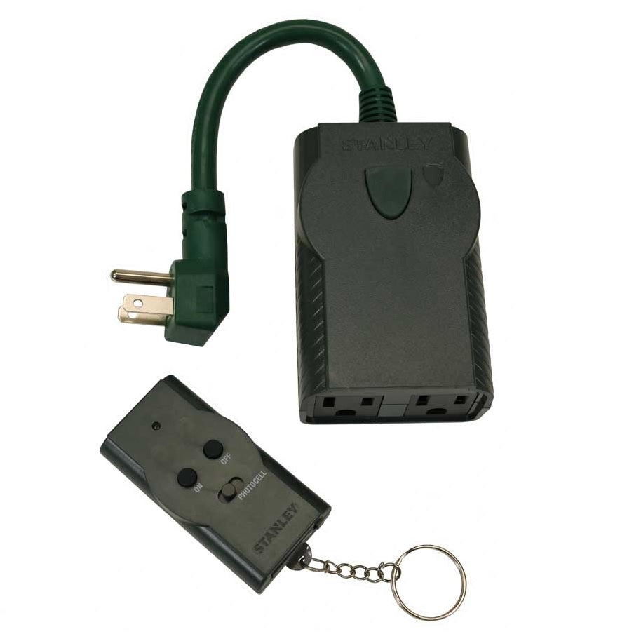 Stanley 2-Outlet Twin Outdoor Electrical Remote with Photocell Option ...