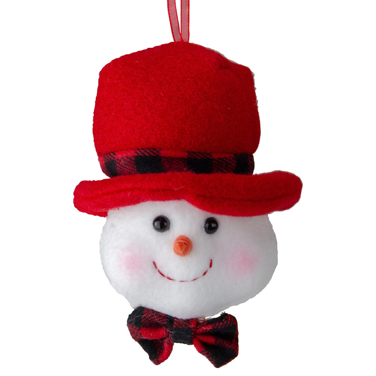 4.5" Fabric Snowman Head with Hat Ornament