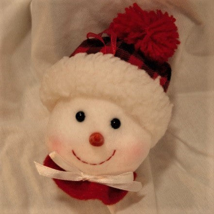 4.5" Fabric Snowman Head with Hat Ornament