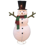60" Lighted Fluffy Fabric Lantern Snowman