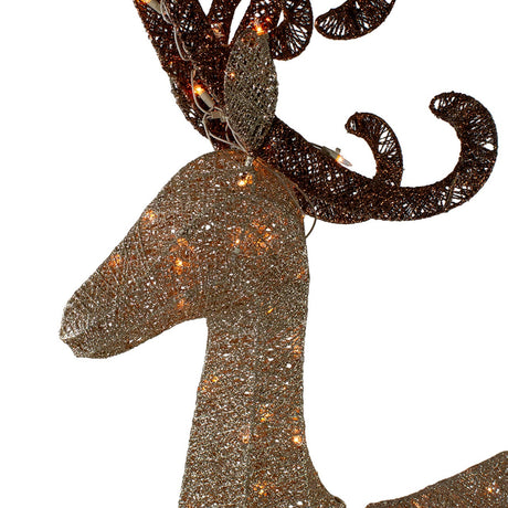 60" Champagne Gold Lighted Standing Deer Outdoor Christmas Decoration