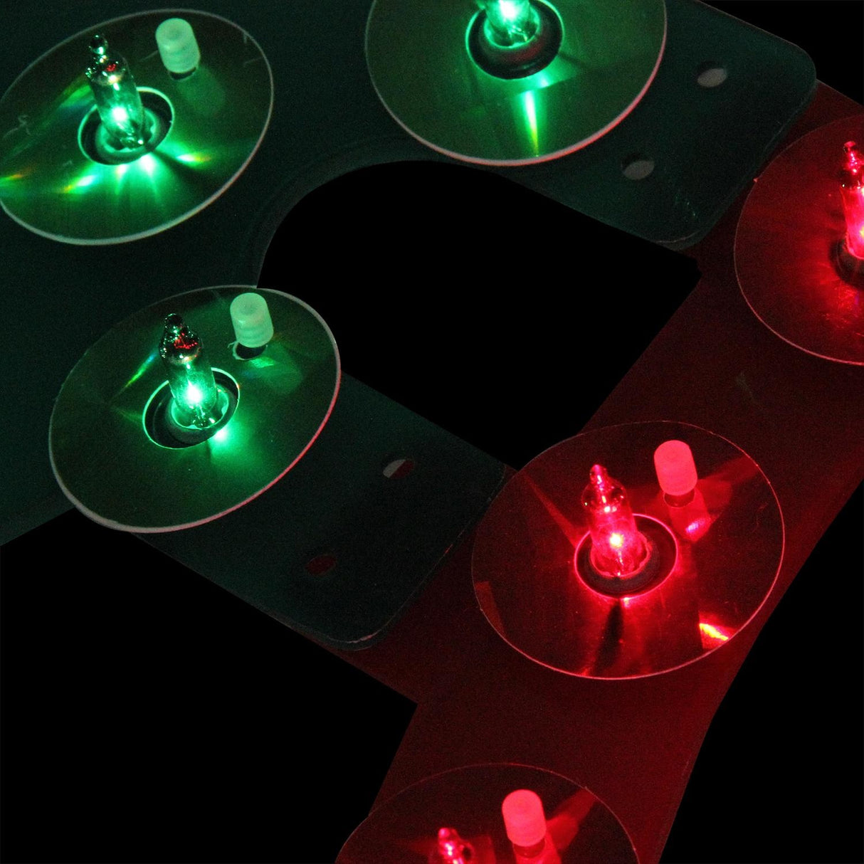 This is an up close view of the green and red lights.