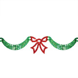 6 foot long lighted Christmas decoration designed to look like green ribbon with a red bow in the center.