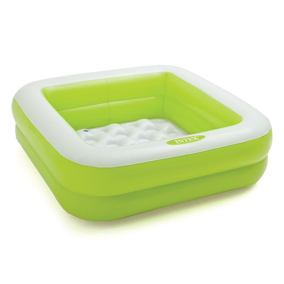 Green square inflatable pool for kids.