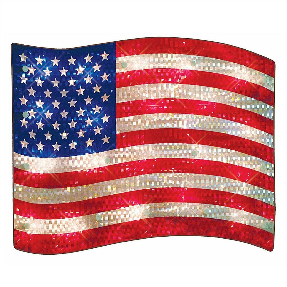 Lighted patriotic decoration shaped like the American flag.