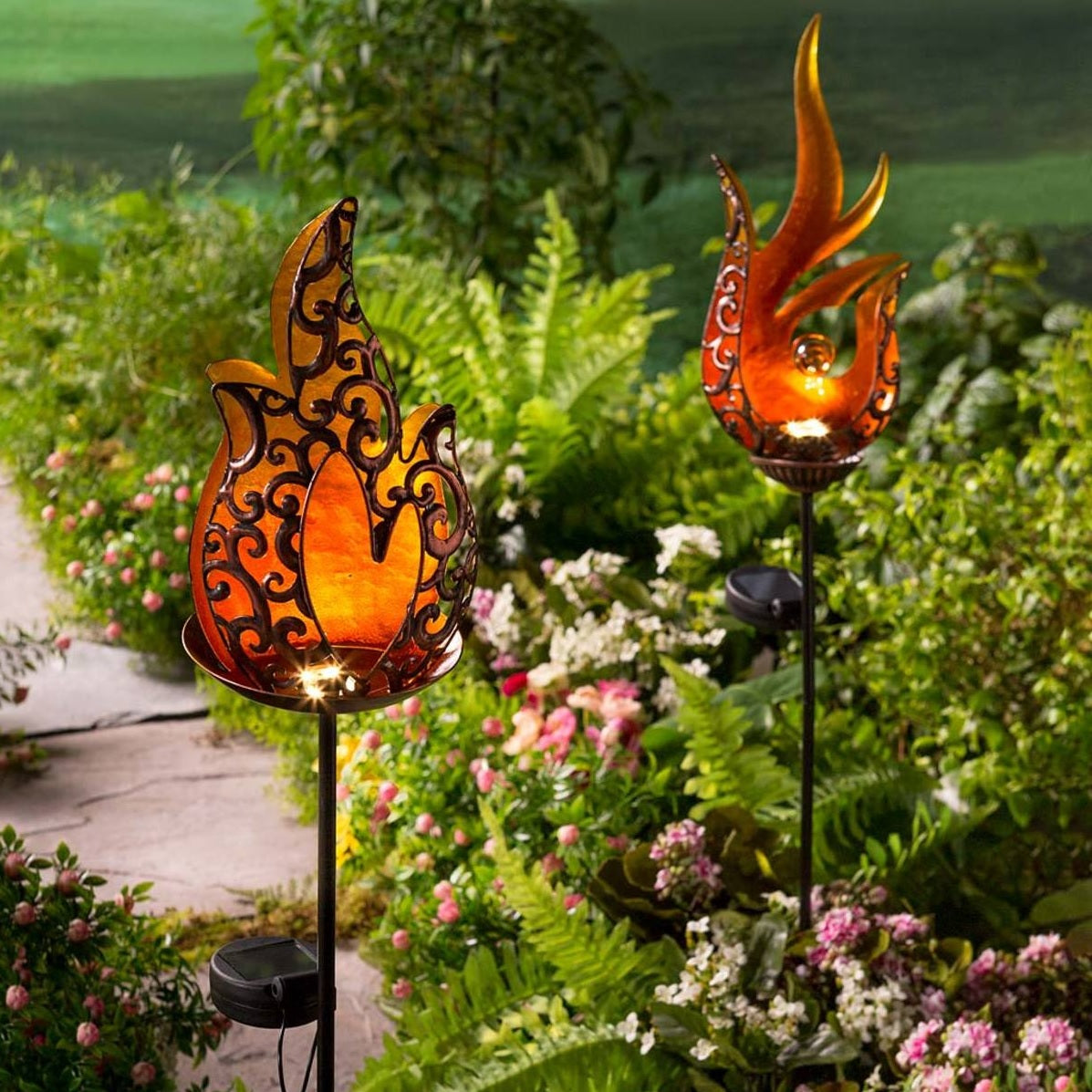 Flame-Shaped Lighted Solar Garden Stake