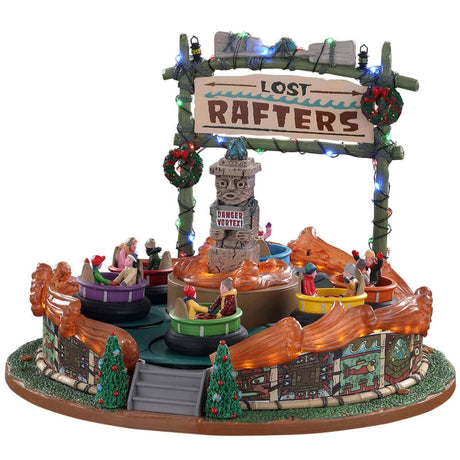 Polyresin and plastic figurine for a Lemax Village tabletop display. Designed to look like a carnival ride