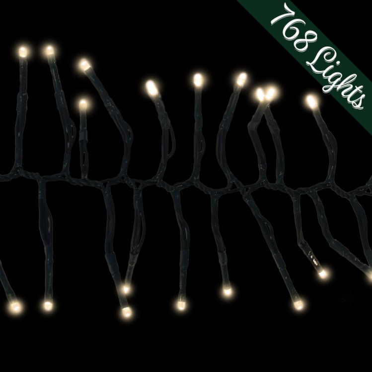 768 LED Twinkling Cluster Rice Christmas Lights on a Reel