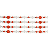 9' Red, White and Silver Iridescent Beaded Hand-Strung Bead Garland