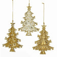 Gold ornaments shaped like a tree with ornaments on it.