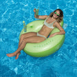 Green inflatable inner tube that reads "margarita." It's designed to look like it has a straw coming out of it and a back rest shaped like a lime.