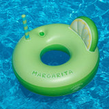 Green inflatable inner tube that reads "margarita." It's designed to look like it has a straw coming out of it and a back rest shaped like a lime.