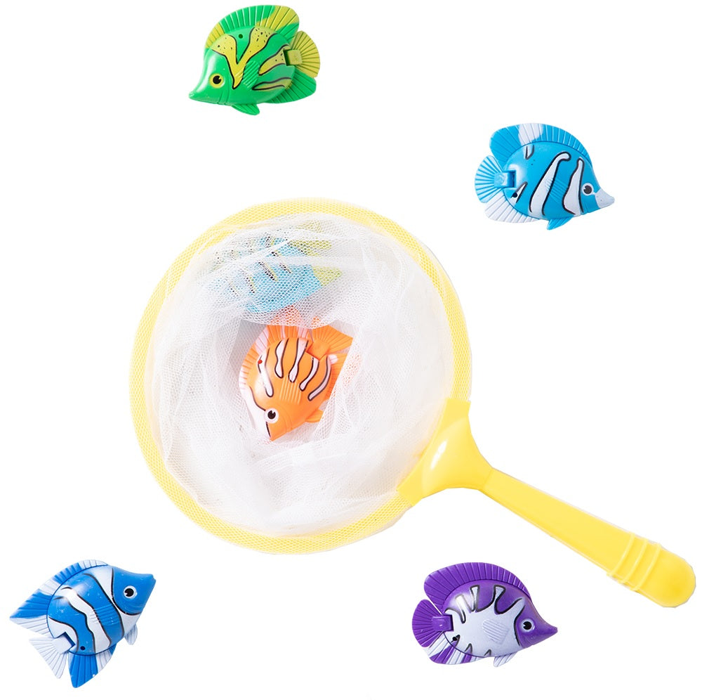 Pool game consisting of a net and colorful fish. Perfect for diving games.