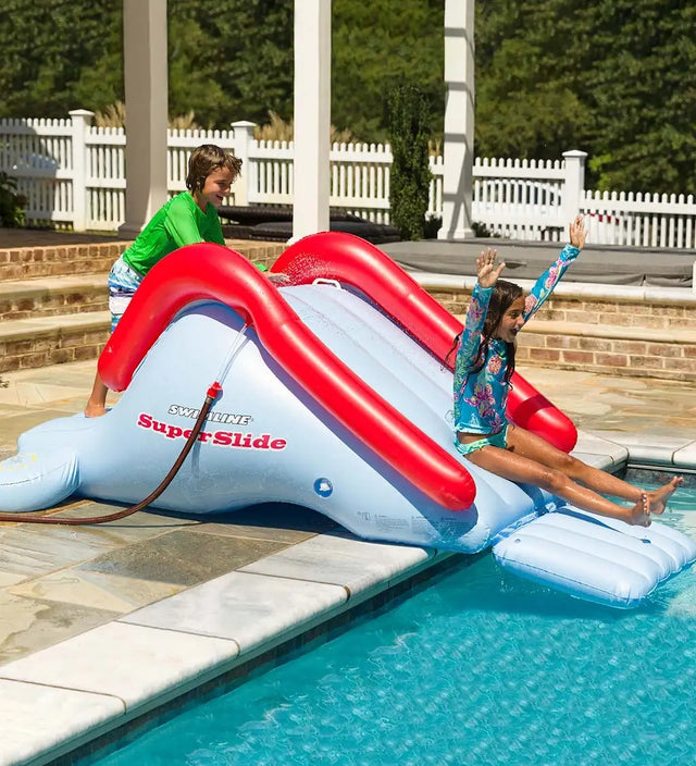 Inflatable pool slide for kids.