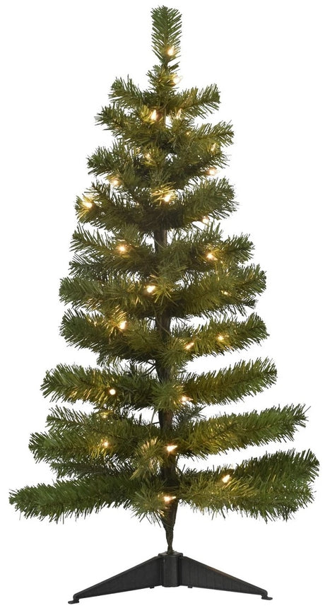 Artificial tree pre-lit with clear lights.