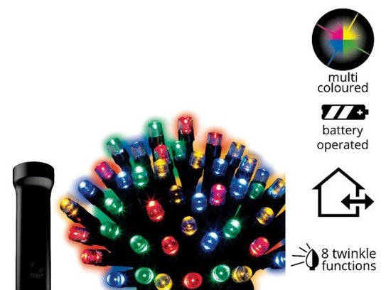 String of 96 LED Battery Operated Fairy Lights (8 Function Twinkle Effect Multi-Colored)