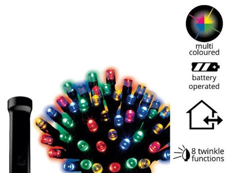 String of 96 LED Battery Operated Fairy Lights (8 Function Twinkle Effect Multi-Colored)