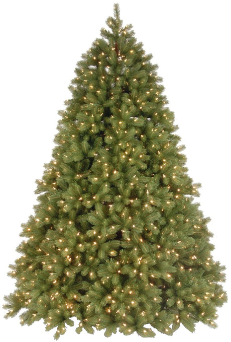Artificial tree pre-lit with clear lights.