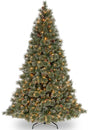 Artificial tree with white glitter on the branches. Pre-lit with clear lights.