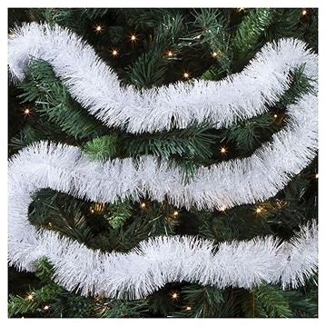 Silver and white decorating tinsel.