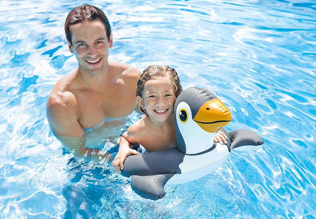 Inner tube for kids shaped like a penguin.