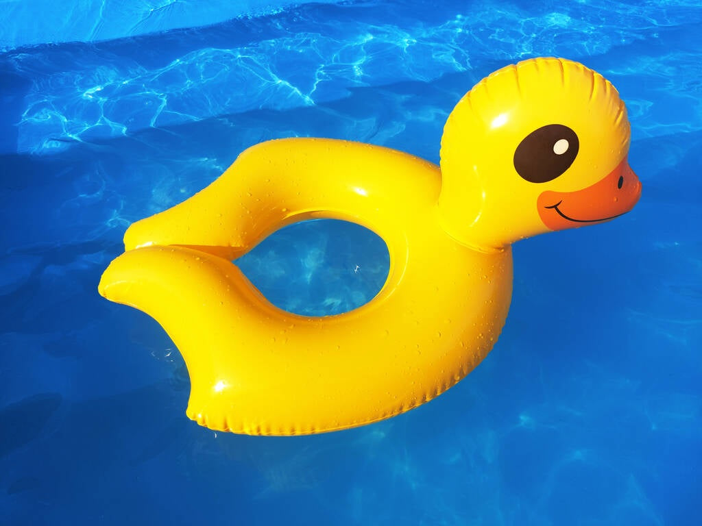 Inner tube for kids shaped like a duck.