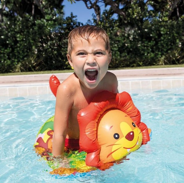 Inner tube for kids shaped like a lion.