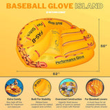 Yellow pool inflatable shaped like a baseball glove.