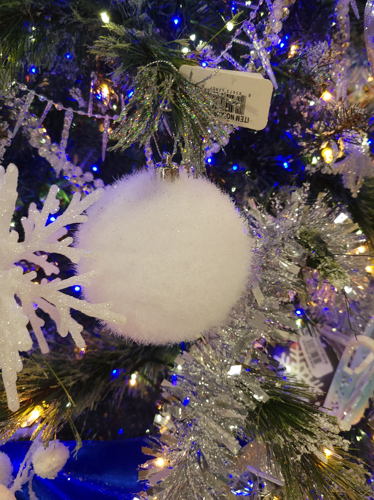 100MM Flocked Hair Glitter Ball Ornament
