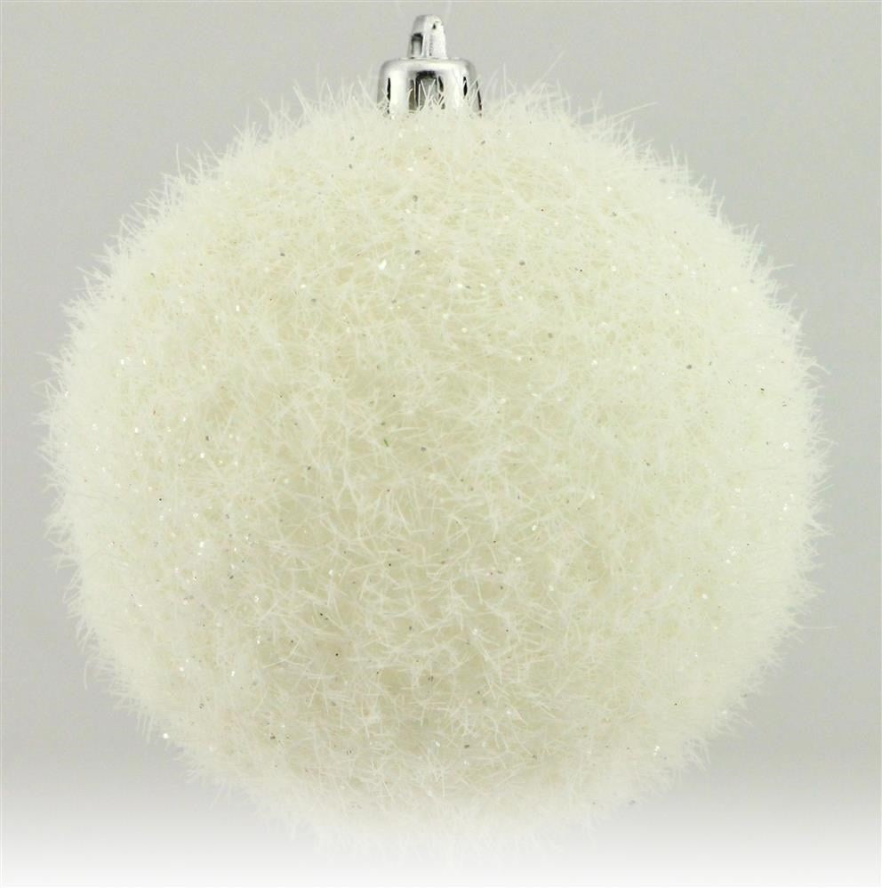 100MM Flocked Hair Glitter Ball Ornament