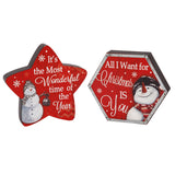 6" Wooden Holiday Snowman Tabletop Decoration