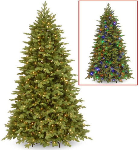 Artificial tree with dual lights. Lights change from warm white to multi-colored.
