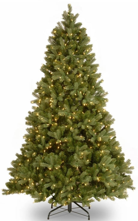 Artificial tree pre-lit with clear lights.