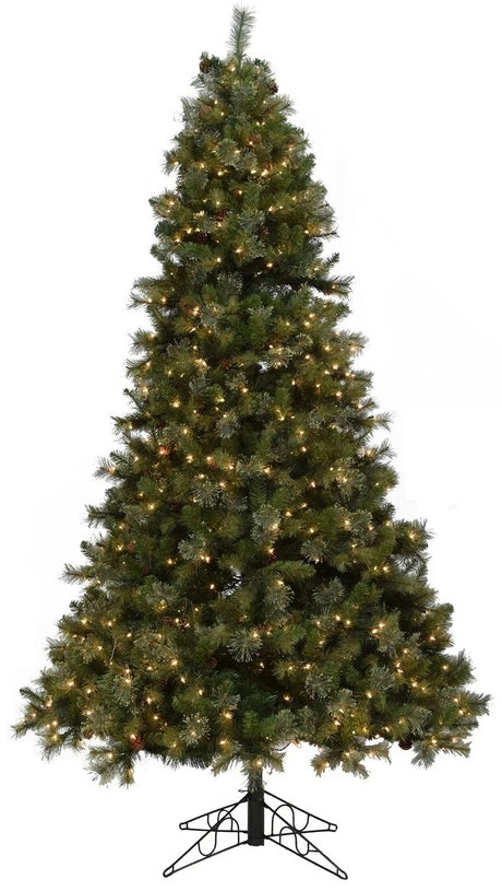 Artificial tree pre-lit with clear lights.