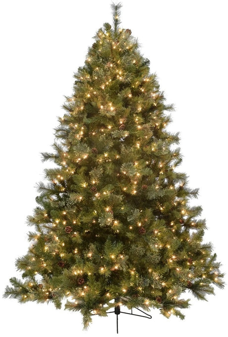 Artificial tree pre-lit with clear lights.