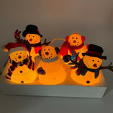 Set of 5 Lighted Snowman Driveway Markers