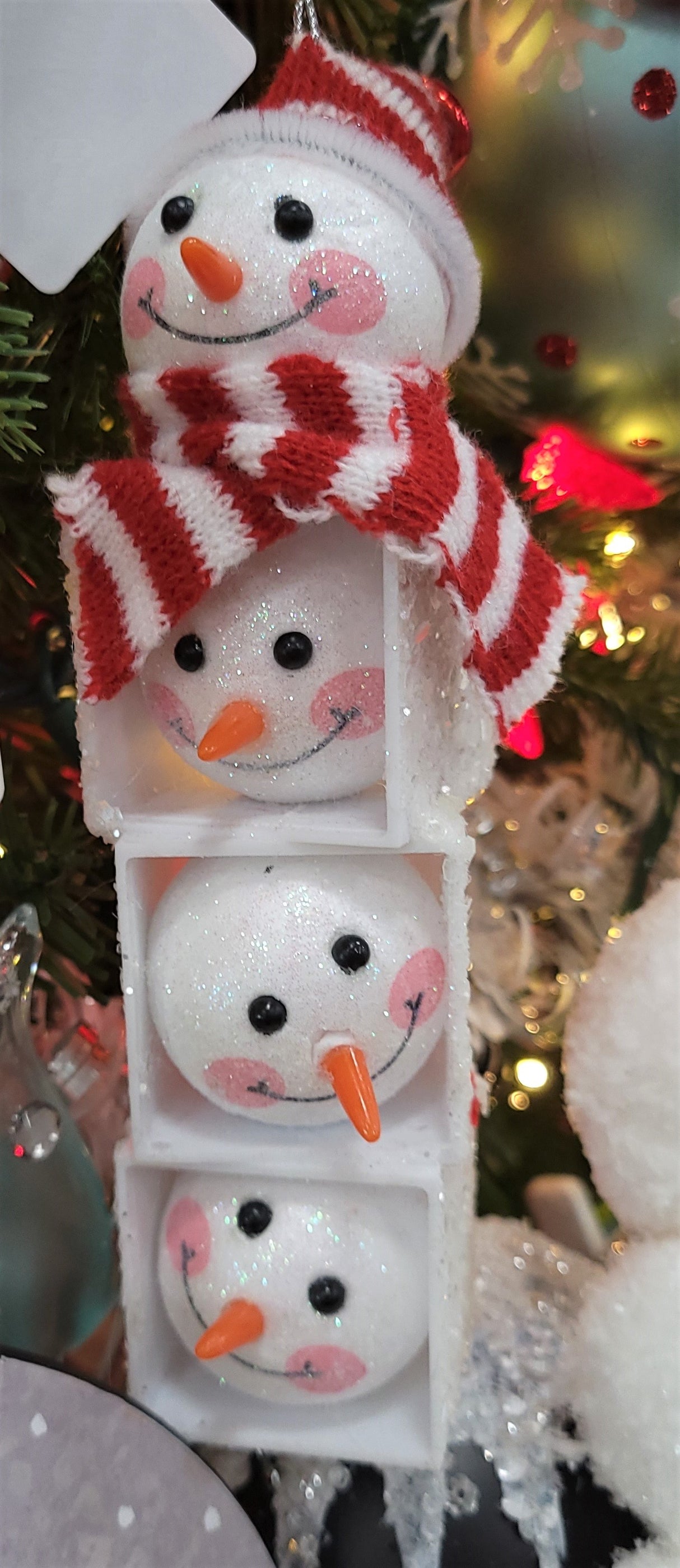 6.25" Snowman Head Block Totem Ornament