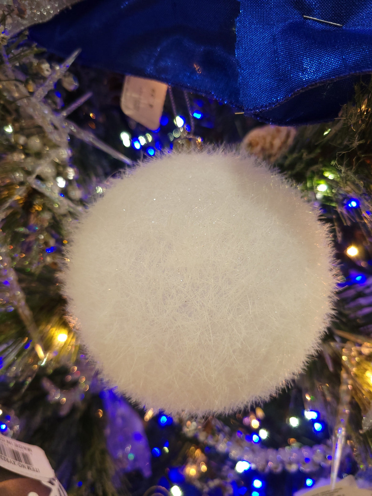 100MM Flocked Hair Glitter Ball Ornament