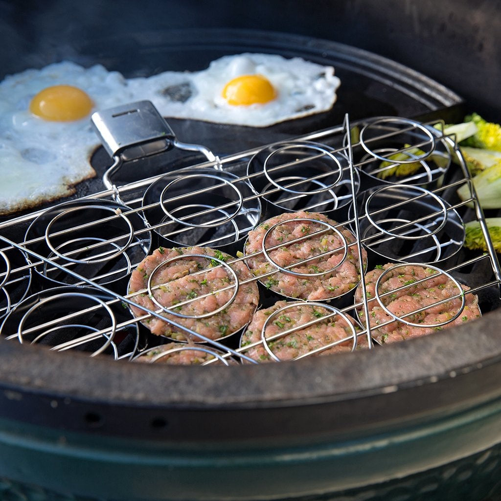 Big Green Egg Stainless Steel Mini-Burger Slider Basket with Detachable Handle