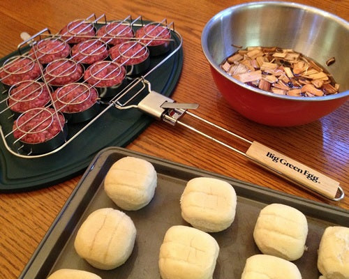 Big Green Egg Stainless Steel Mini-Burger Slider Basket with Detachable Handle